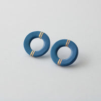 Golden Minimal blue porcelain earring - large size with hole