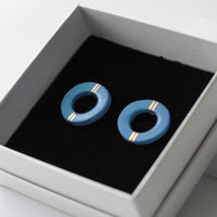 Golden Minimal blue porcelain earring - large size with hole