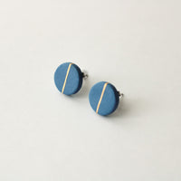 Golden Minimal blue porcelain earring - medium size