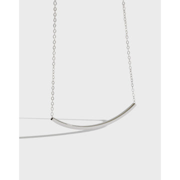 Simple Geometry Square Tube Smile 925 Sterling Silver Necklace