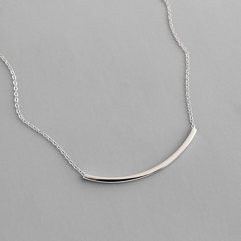 Simple Geometry Square Tube Smile 925 Sterling Silver Necklace