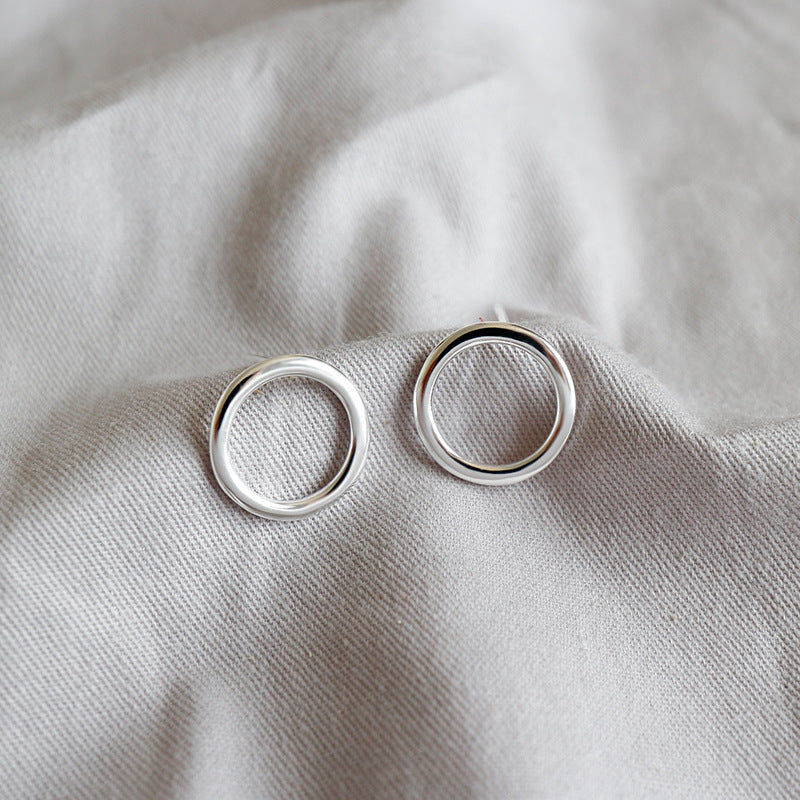 Simple Hollow Circle Geometry 925 Sterling Silver Stud Earrings