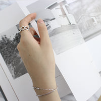 Fashion Hollow Chain Vintage  925 Sterling Silver Adjustable Ring