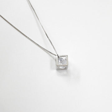 Gift Geometry CZ  Magic Cube Hollow 925 Sterling Silver Necklace