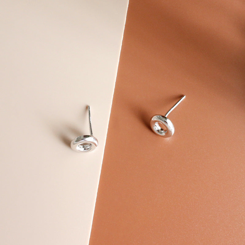 Simple Doughnut Geometry 925 Sterling Silver Stud Earrings