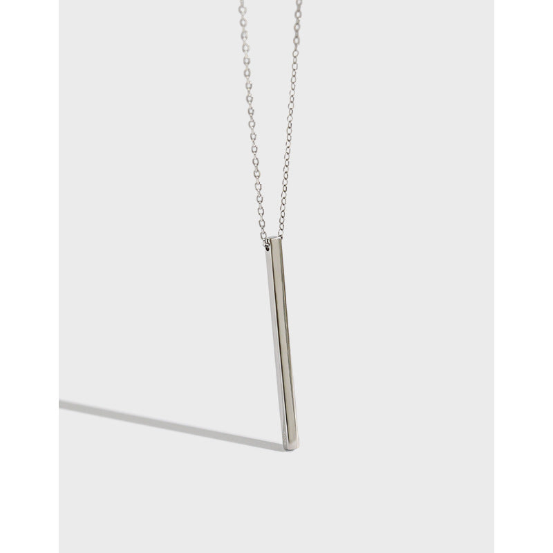 Simple Geometry Square Bar 925 Sterling Silver Necklace