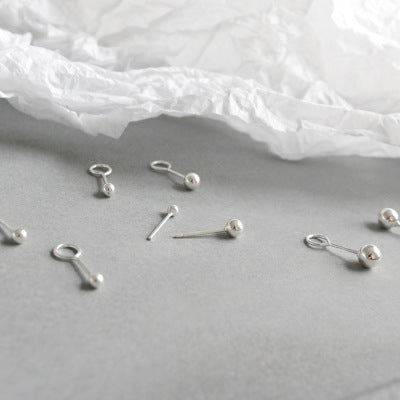 Simple Round Bean Ball 925 Sterling Silver Stud Earrings