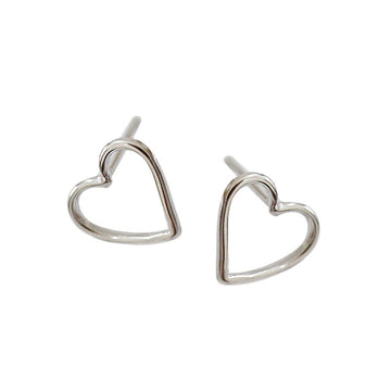 Promise Hollow Heart 925 Sterling Silver Stud Earrings