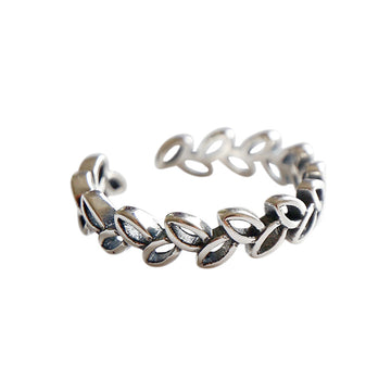 Vintage Hollow Leaves Branch 925 Sterling Silver Adjustable Ring