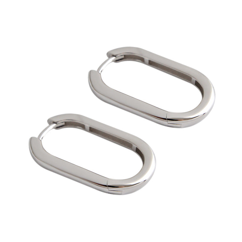 Fashion New Geometry U Shape 925 Sterling Silver Hoop Earrings