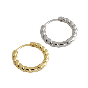 Minimalist New Twisted Circle 925 Sterling Silver Huggie Hoop Earrings