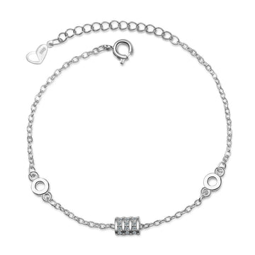 Modern CZ Tiny Tube Circle 925 Sterling Silver Bracelet