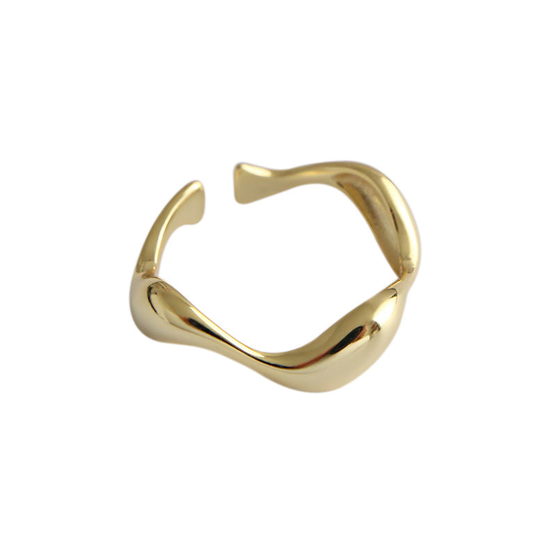 Minimalist Irregular Wave 925 Sterling Silver Adjustable Ring