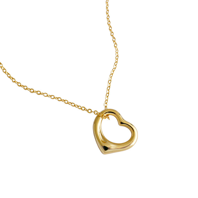 Simple Hollow Heart Girl 925 Sterling Silver Necklace