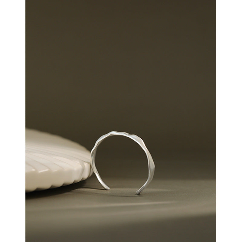 Simple Minimalist Irregular 925 Sterling Silver Adjustable Ring