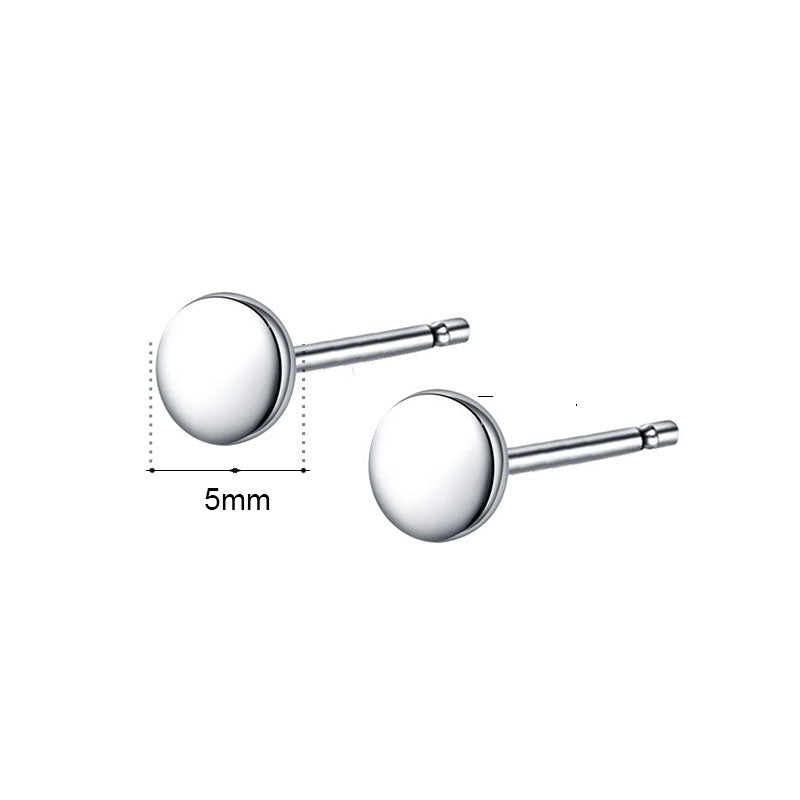 Casual Cute Mini Round 925 Sterling Silver Stud Earrings