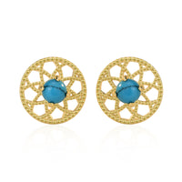 Classic Natural Turquoise Dream Net 925 Sterling Silver Stud Earrings