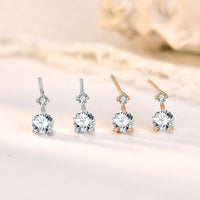 Classic Round CZ New 925 Sterling Silver Stud Earrings