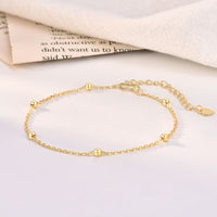 Simple Mini Beads Hollow Chain 925 Sterling Silver Bracelet