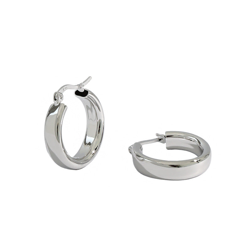 Classic Geometry Hollow Circle 925 Sterling Silver Huggie Hoop Earrings