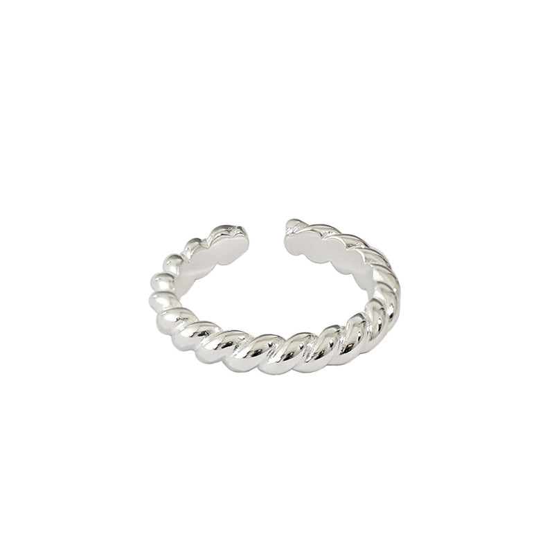 Classic New Twisted 925 Sterling Silver Adjustable Ring