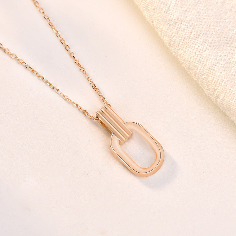 Simple Geometry Hollow Rectangle 925 Sterling Silver Necklace