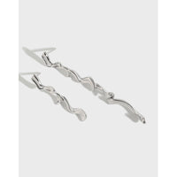 Asymmetry S Shape Twisted 925 Sterling Silver Dangling Earrings