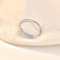 Fashion New CZ Leaf 925 Sterling Silver Adjustable Ring