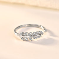 Fashion New CZ Leaf 925 Sterling Silver Adjustable Ring