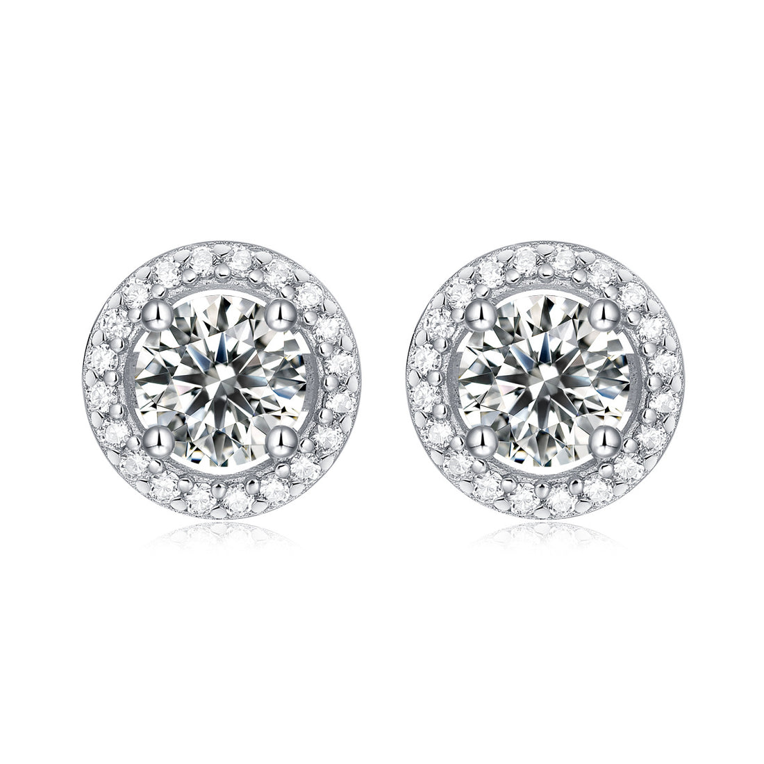 Graduation Round Moissanite CZ Simple 925 Sterling Silver Stud Earrings