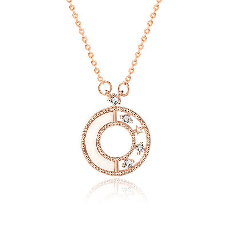 New Shell CZ Round Star Trails Astrolabe 925 Sterling Silver Necklace