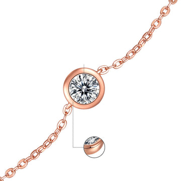 Girl Moissanite CZ Round Rolo Chain 925 Sterling Silver Bracelet