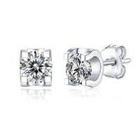 Holiday Four Claw Moissanite CZ 925 Sterling Silver Stud Earrings