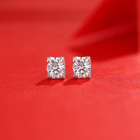 Holiday Four Claw Moissanite CZ 925 Sterling Silver Stud Earrings