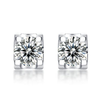 Holiday Four Claw Moissanite CZ 925 Sterling Silver Stud Earrings