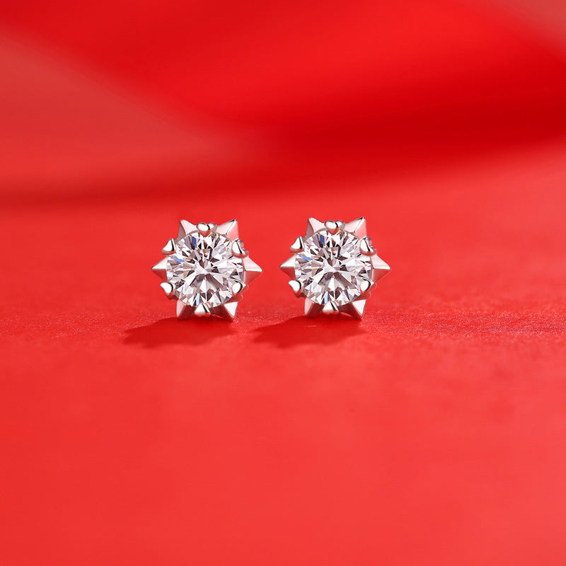 Lány Moissanite CZ Hópehely 925 Sterling Ezüst Fülbevalók