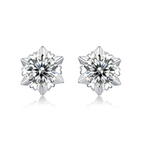 Girl  Moissanite CZ Snowflake 925 Sterling Silver Stud Earrings