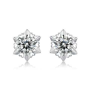 Girl  Moissanite CZ Snowflake 925 Sterling Silver Stud Earrings