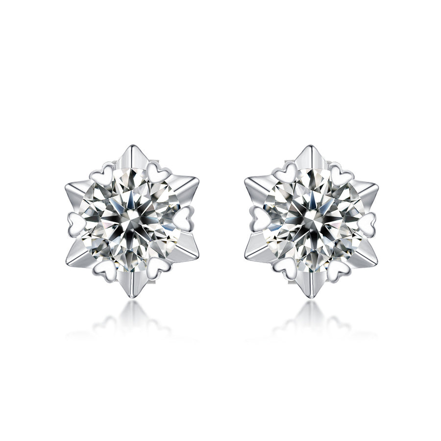 Girl  Moissanite CZ Snowflake 925 Sterling Silver Stud Earrings