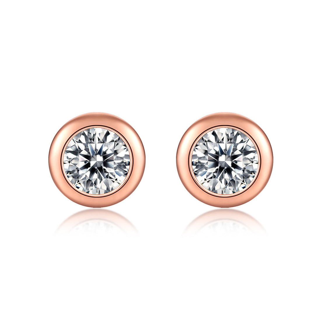 Simple Round Moissanite CZ 925 Sterling Silver Stud Earrings