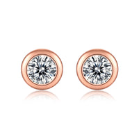 Simple Round Moissanite CZ 925 Sterling Silver Stud Earrings