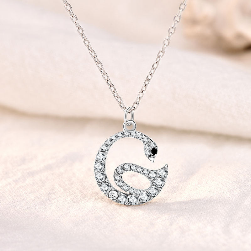 Beautiful CZ Swan 925 Sterling Silver Necklace