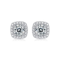 Promise Geometry Moissanite CZ Square 925 Sterling Silver Stud Earrings