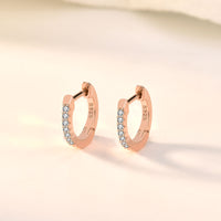 Simple Tiny CZ Circle 925 Sterling Silver Huggie Hoop Earrings