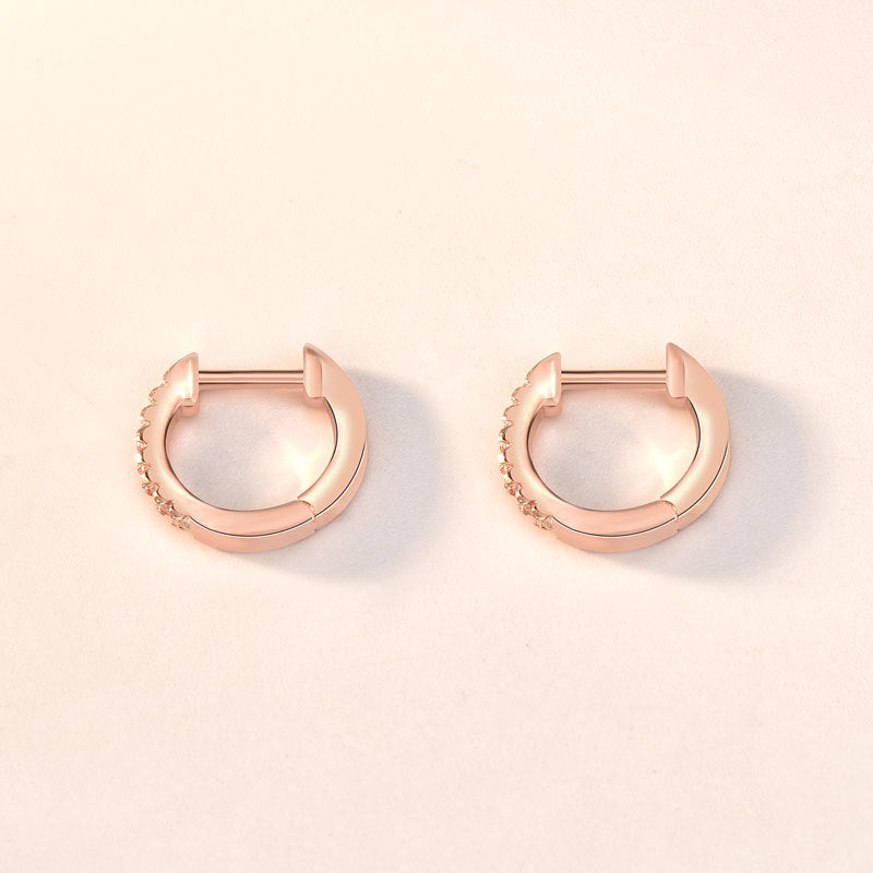 Simple Tiny CZ Circle 925 Sterling Silver Huggie Hoop Earrings