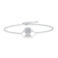 Bridesmaid Moissanite CZ Geometry Square 925 Sterling Silver Bracelet