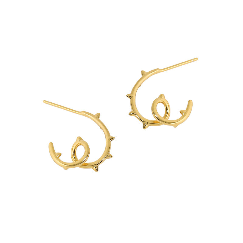 Simple Rivet Twisted Tree Branch 925 Sterling Silver Stud Earrings