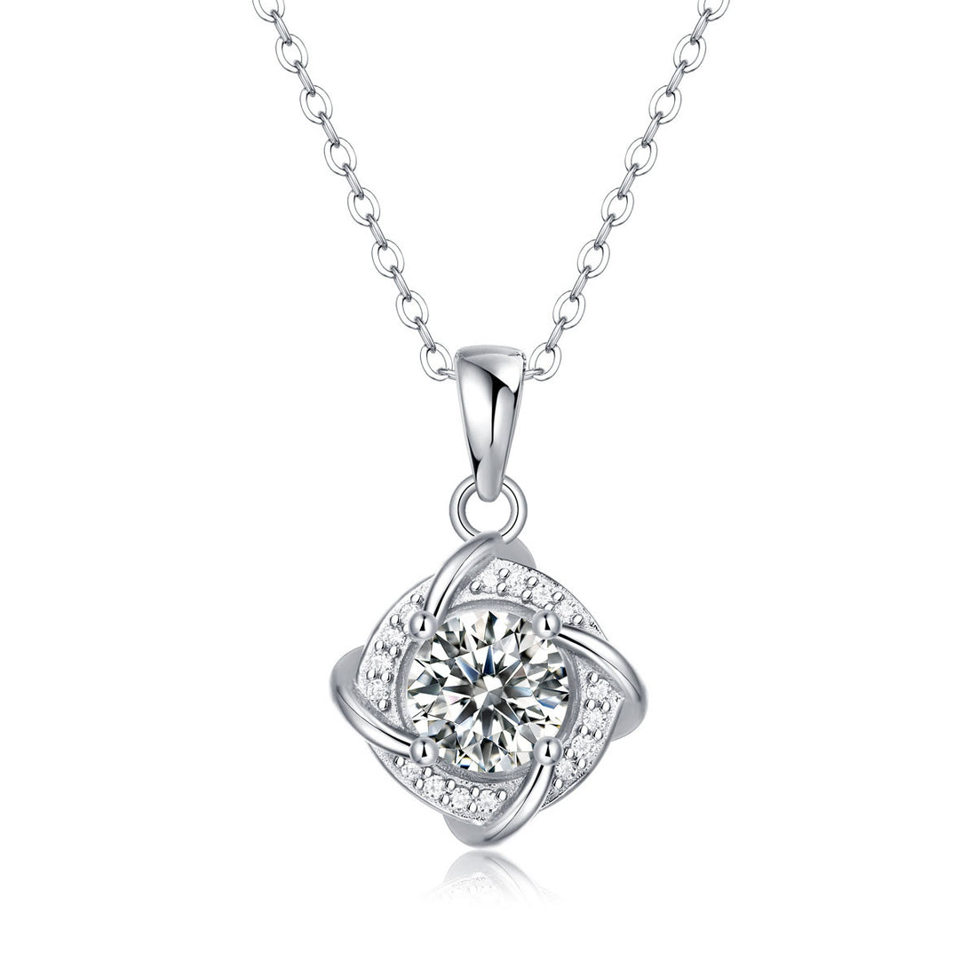 Elegant Moissanite CZ Rhombus 925 Sterling Silver Necklace