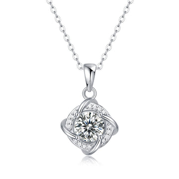 Elegant Moissanite CZ Rhombus 925 Sterling Silver Necklace