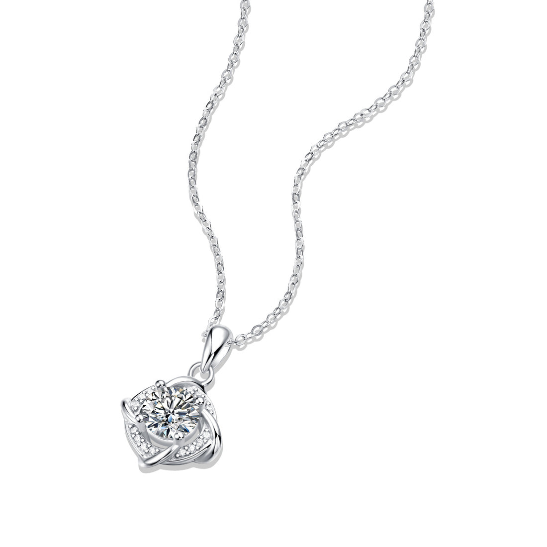 Elegant Moissanite CZ Rhombus 925 Sterling Silver Necklace